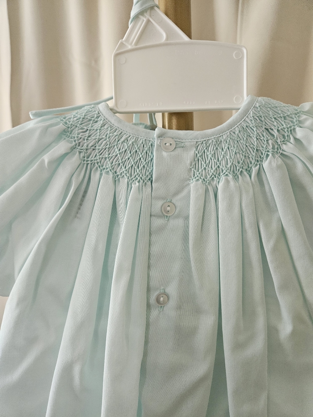 Petit Ami Mint Green Smocked Heirloom Day Gown Set NB–3M | Hand Embroidery + Bon - Picture 5 of 6